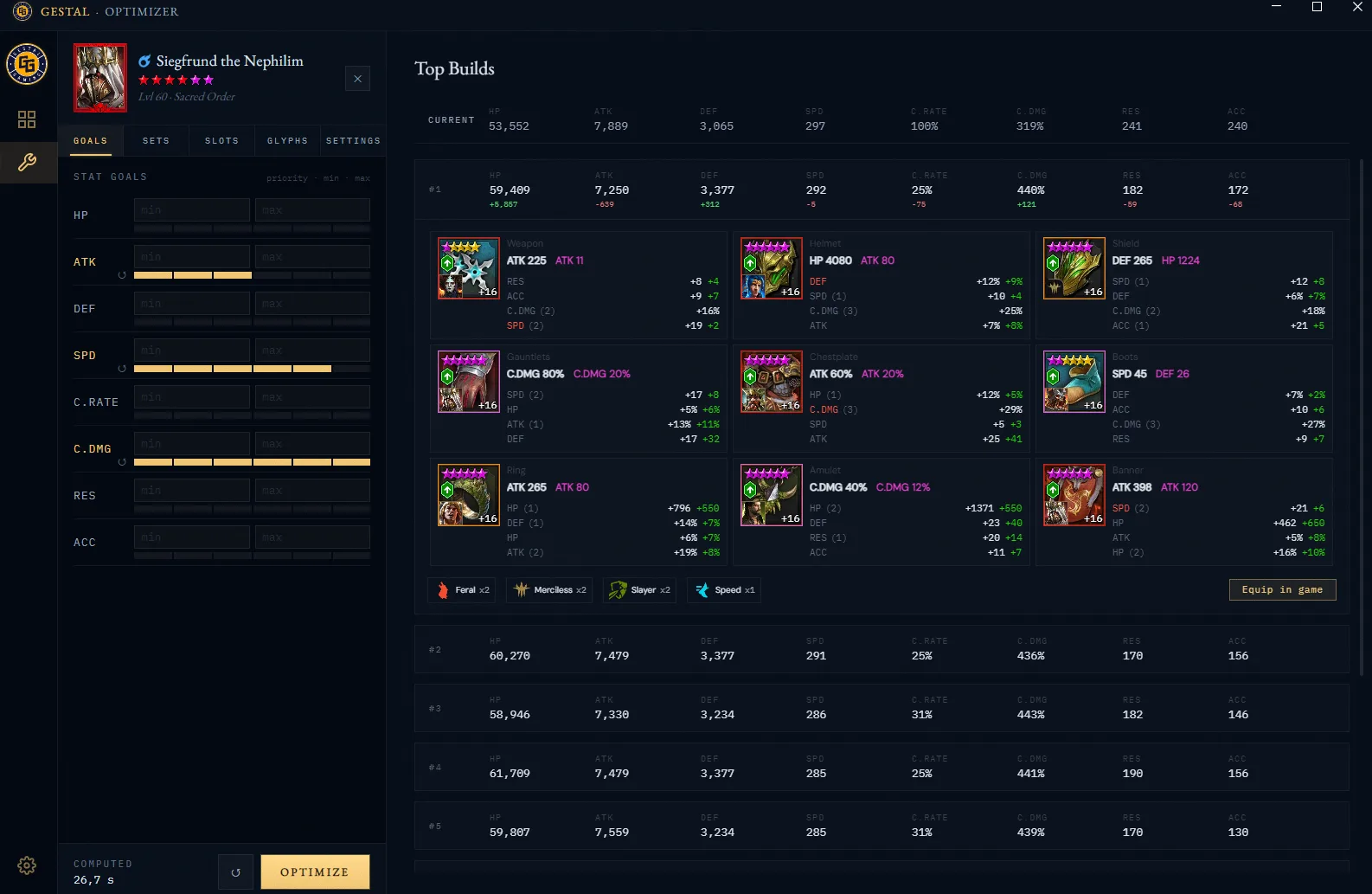 Gestal Raid Optimizer desktop app preview